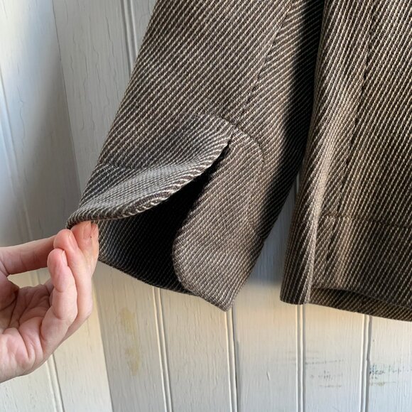 Akris Punto Beige Brown Cream Diagonal Stripe One Button Blazer Jacket - Wool  8 - Picture 4 of 16
